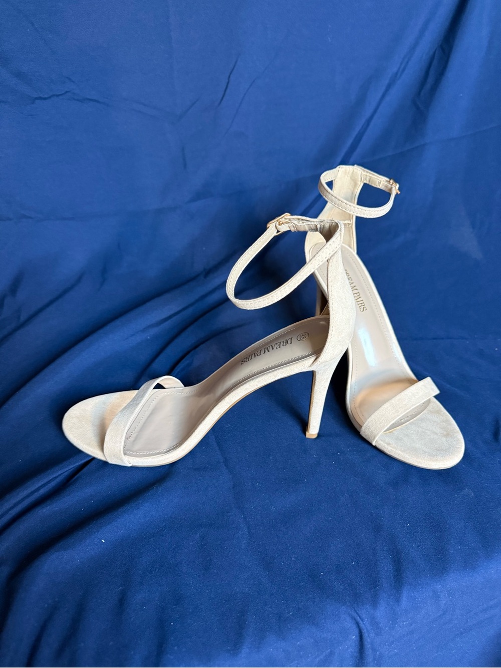 Dream Pairs Beige Ankle-Strap Stiletto Sandals
